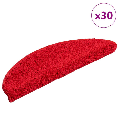 vidaXL Trappmattor 30 st 56x17x3 cm röda halvrunda