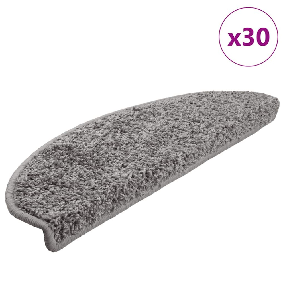 Produktbild för Trappmattor 30 st 65x21x4 cm grå halvrunda stora