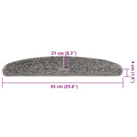 Produktbild för Trappmattor 30 st 65x21x4 cm grå halvrunda stora