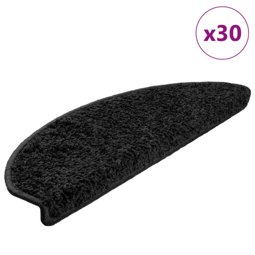 vidaXL Trappmattor 30 st 65x21x4 cm svarta halvrunda stora