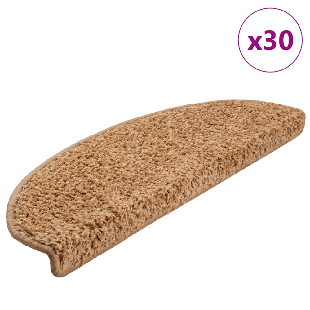 Produktbild för Trappmattor 30 st 65x21x4 cm beige halvrunda stora