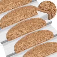 Produktbild för Trappmattor 30 st 65x21x4 cm beige halvrunda stora