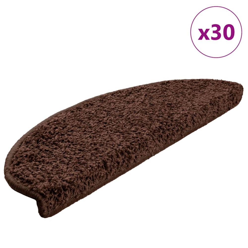 Produktbild för Trappmattor 30 st 65x21x4 cm bruna halvrunda stora