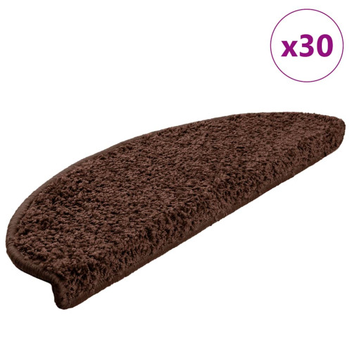 vidaXL Trappmattor 30 st 65x21x4 cm bruna halvrunda stora