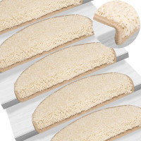 Produktbild för Trappmattor 30 st 65x21x4 cm krämfärgade halvrunda stora
