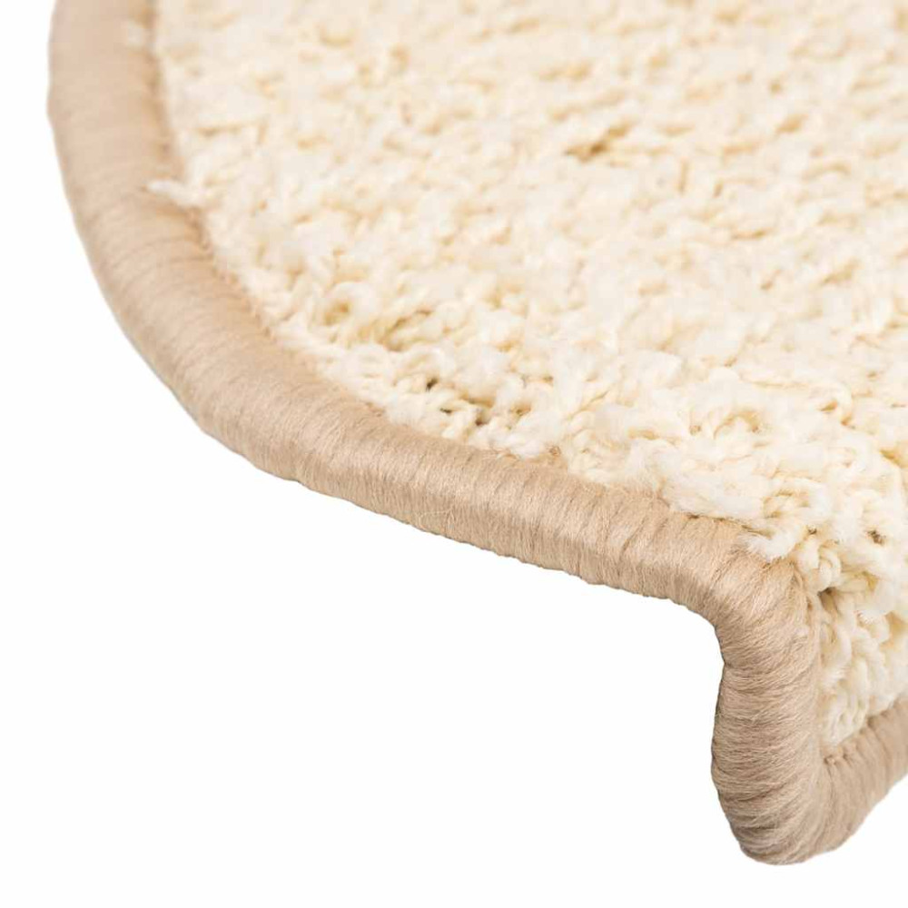 Produktbild för Trappmattor 30 st 65x21x4 cm krämfärgade halvrunda stora