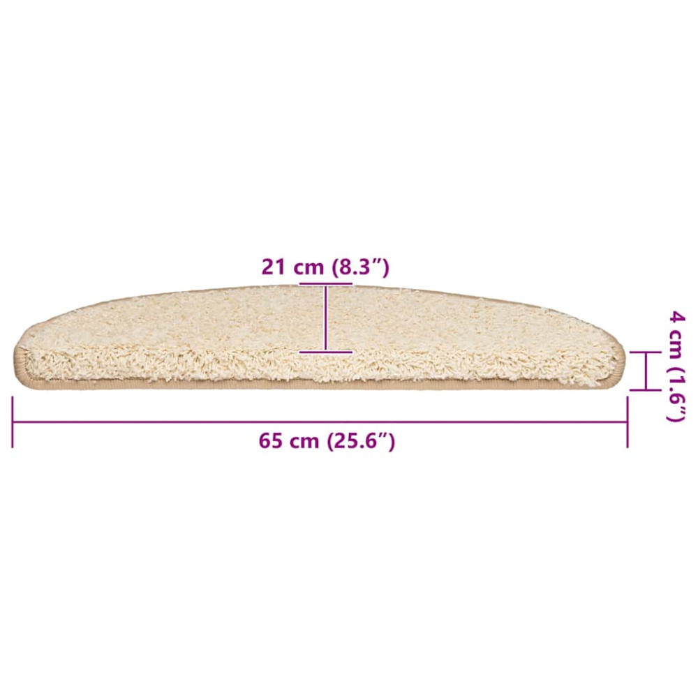 Produktbild för Trappmattor 30 st 65x21x4 cm krämfärgade halvrunda stora