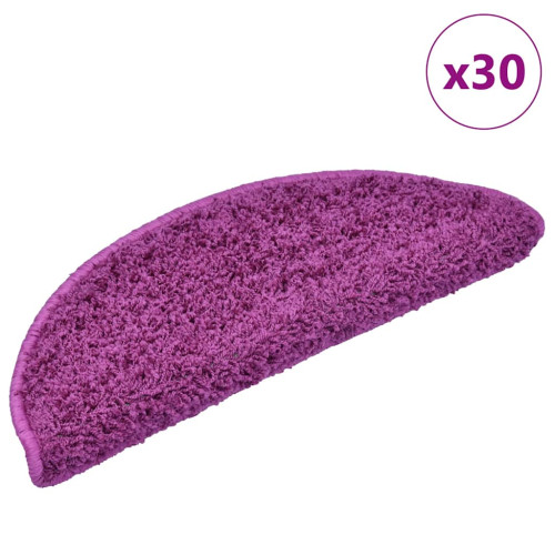 vidaXL Trappmattor 30 st 65x21x4 cm violett halvrunda stora