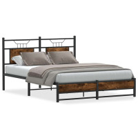 Produktbild för Sängram utan madrass rökfärgad ek 137x190 cm konstruerad trä