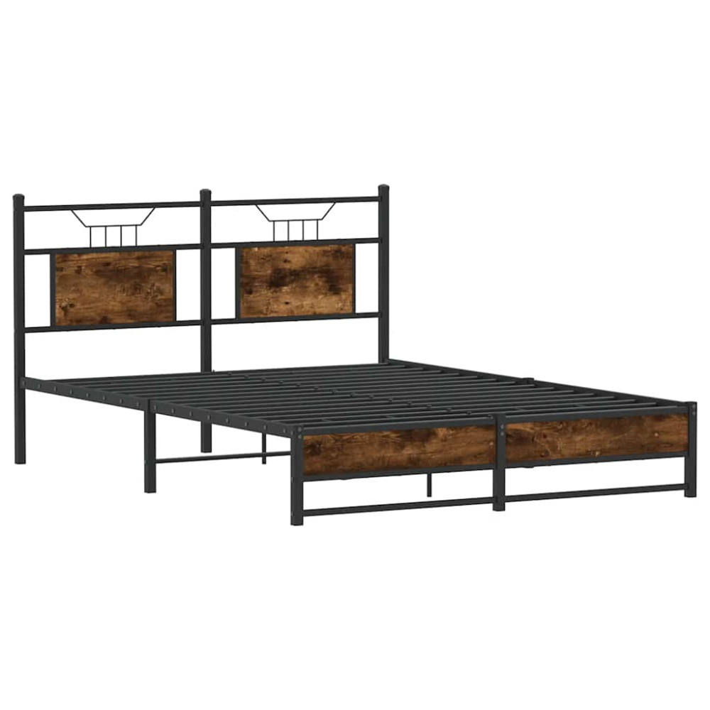 Produktbild för Sängram utan madrass rökfärgad ek 137x190 cm konstruerad trä