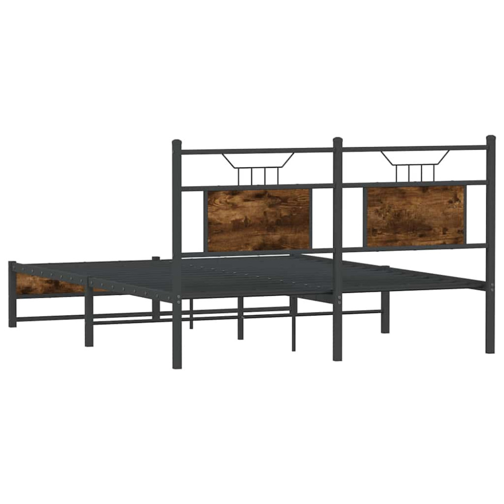 Produktbild för Sängram utan madrass rökfärgad ek 137x190 cm konstruerad trä