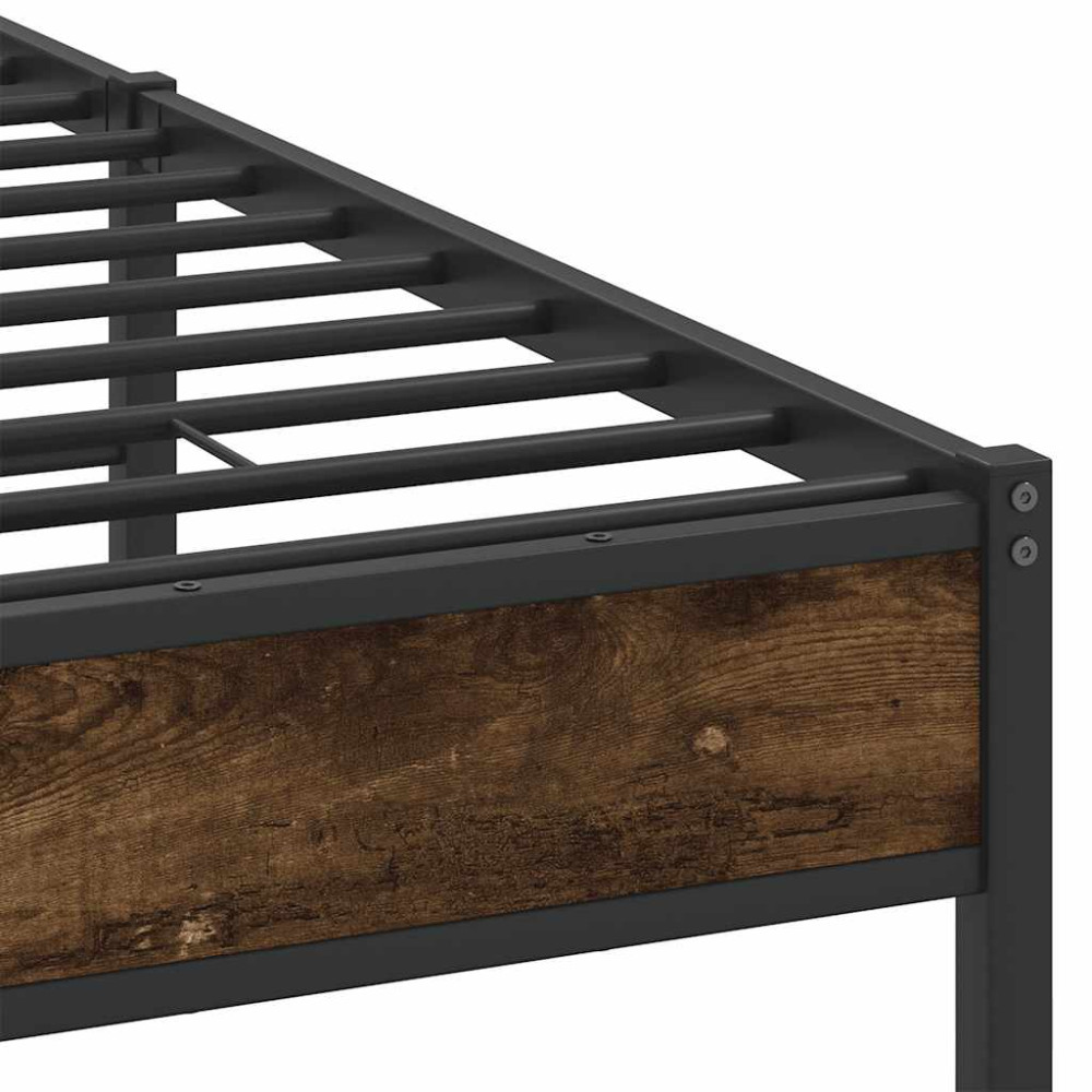 Produktbild för Sängram utan madrass rökfärgad ek 137x190 cm konstruerad trä