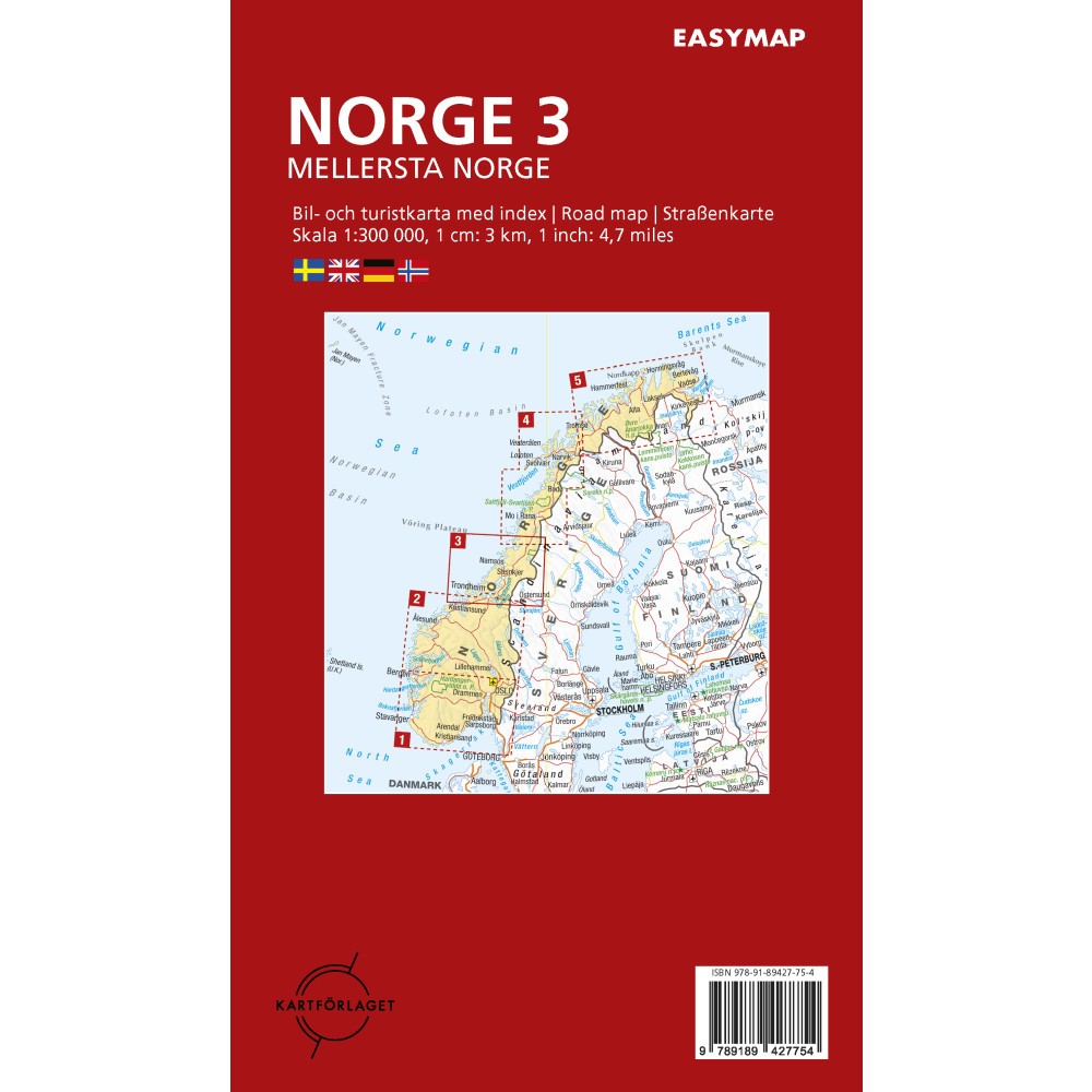Produktbild för Mellersta Norge 3 EasyMap, 1:300 000