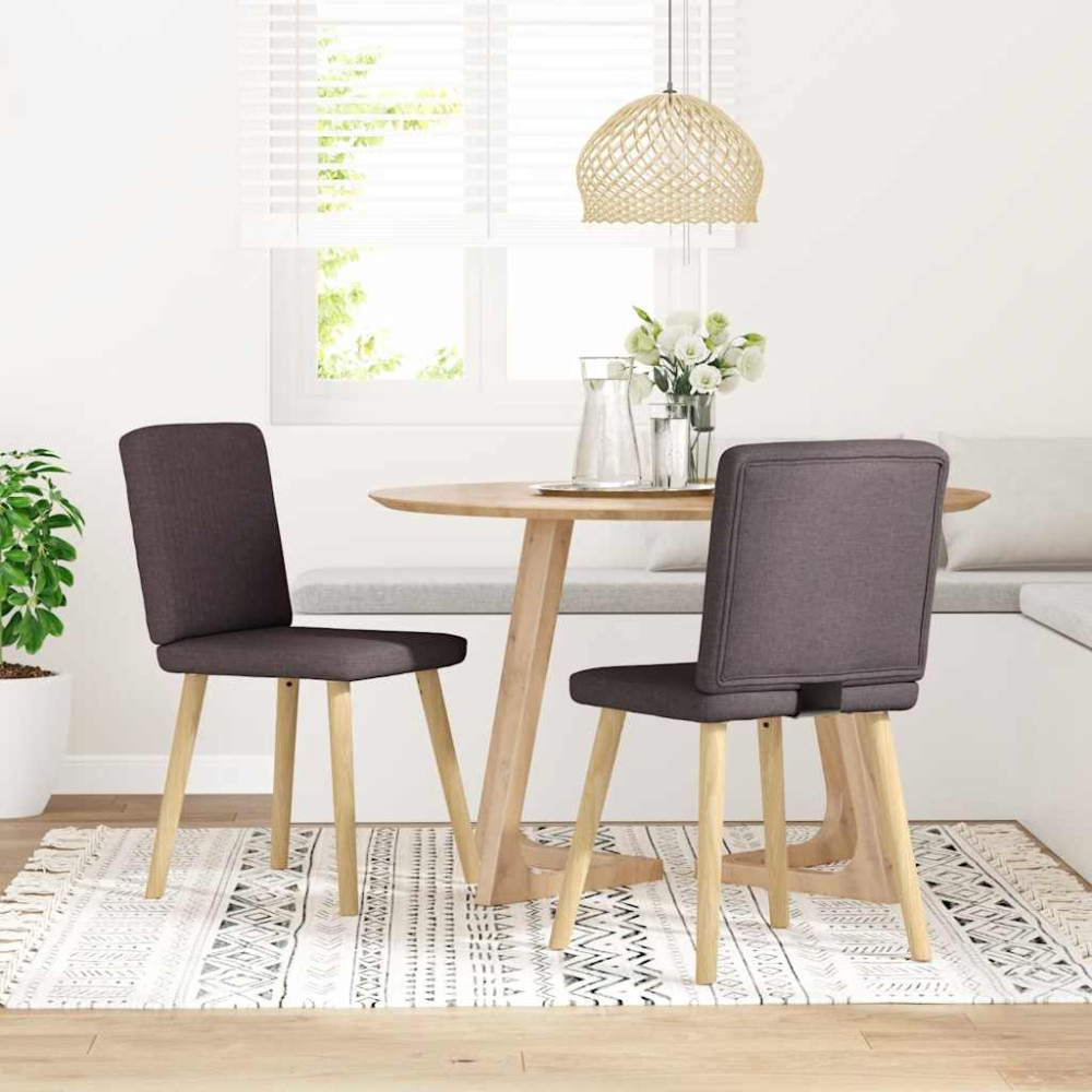 Produktbild för Matstolar 2 st mörkbrun tyg