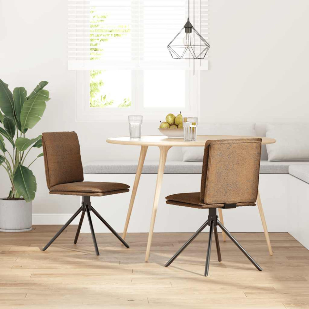 Produktbild för Matstol brunt läderimitation i mocka