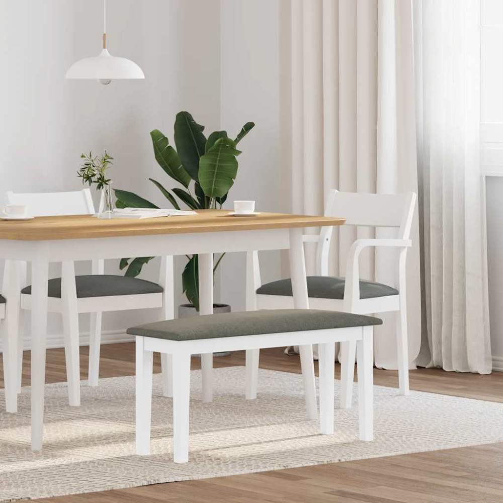 Produktbild för Bänk 90 cm vit massivt trä gummi