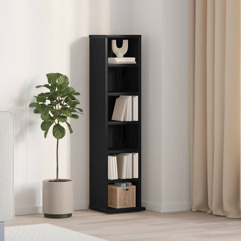 Produktbild för CD-bänk svart ek 21x20x88 cm konstruerat trä