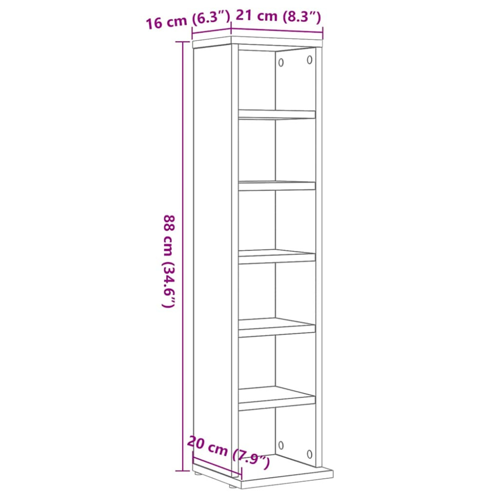 Produktbild för CD-bänk svart ek 21x20x88 cm konstruerat trä