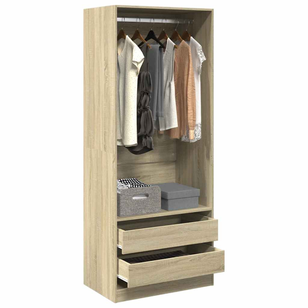 Produktbild för Garderob sonoma-ek 80x50x200 cm konstruerat trä