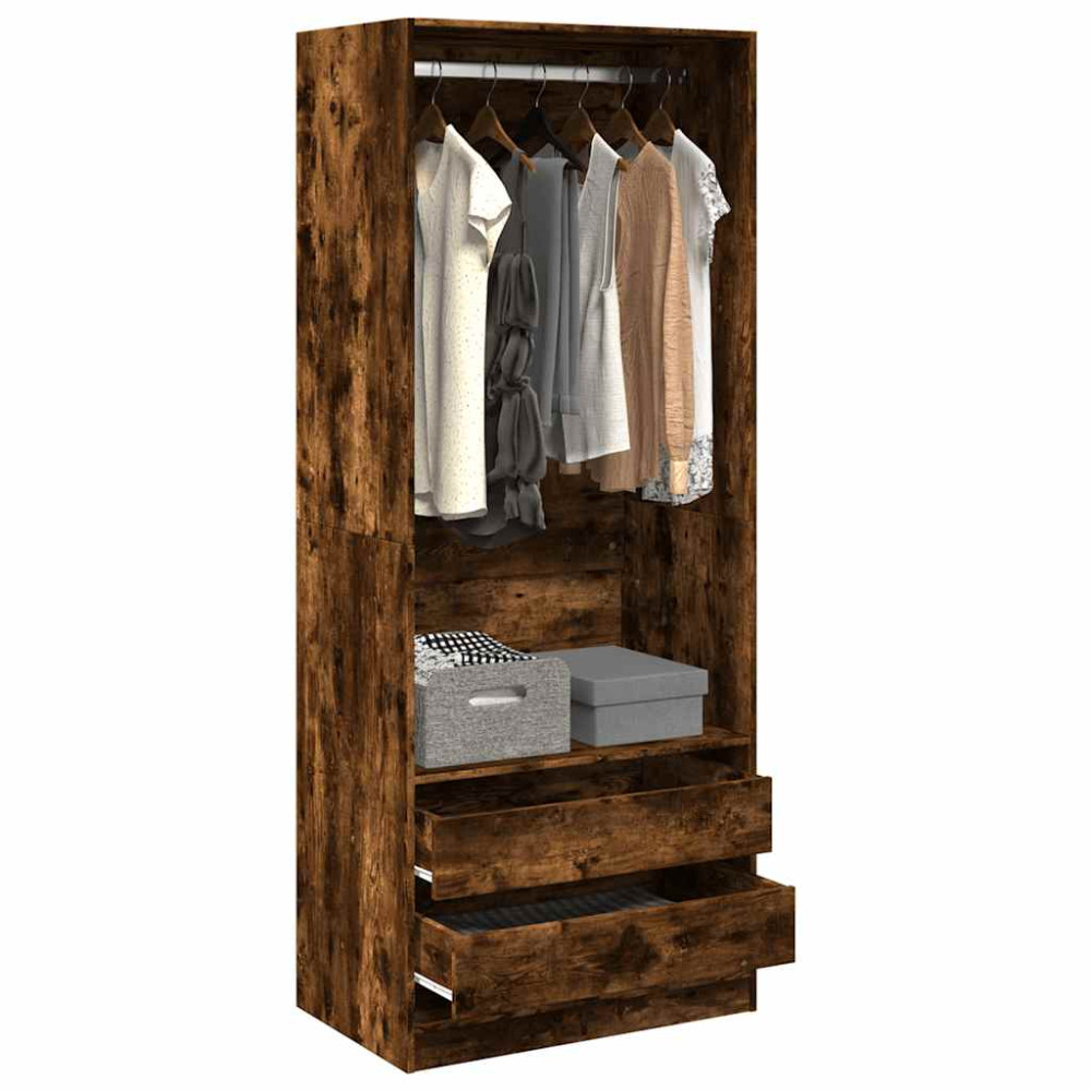 Produktbild för Garderob rökfärgad ek 80x50x200 cm konstruerat trä