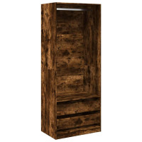Produktbild för Garderob rökfärgad ek 80x50x200 cm konstruerat trä
