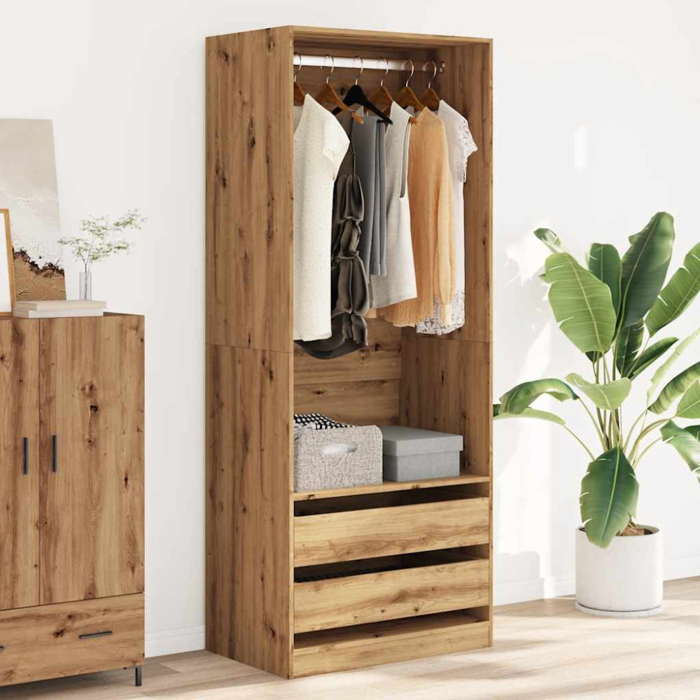 Produktbild för Garderob ek 80x50x200 cm konstruerat trä