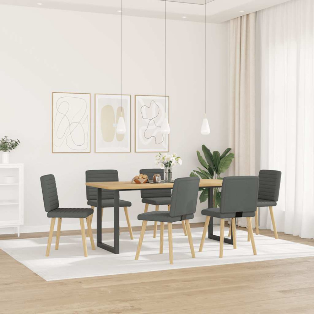 Produktbild för Matstolar 6 st mörkgrå tyg