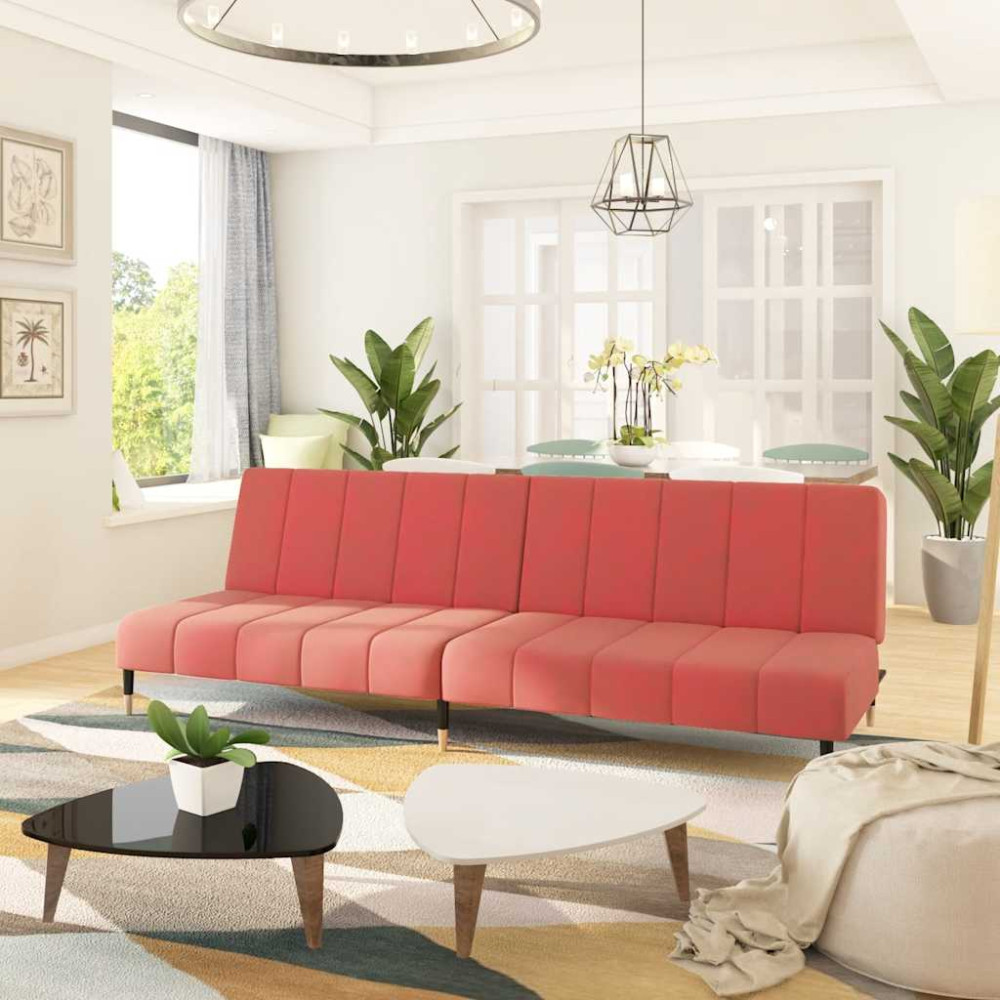Produktbild för Bäddsoffa 2-sits rosa sammet