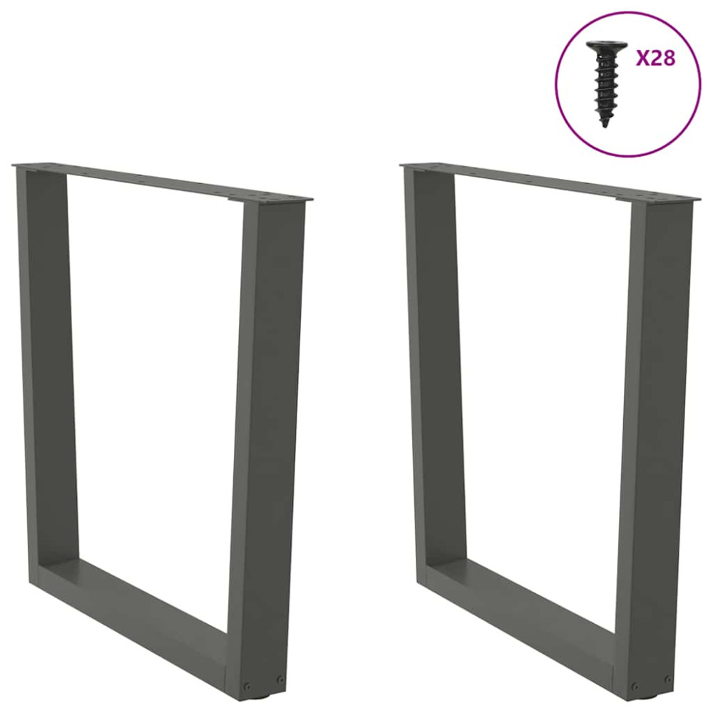 Produktbild för Matbordsben V-formade 2 st antracit 80x(72-73,3) cm stål