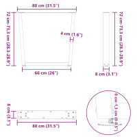 Produktbild för Matbordsben V-formade 2 st antracit 80x(72-73,3) cm stål