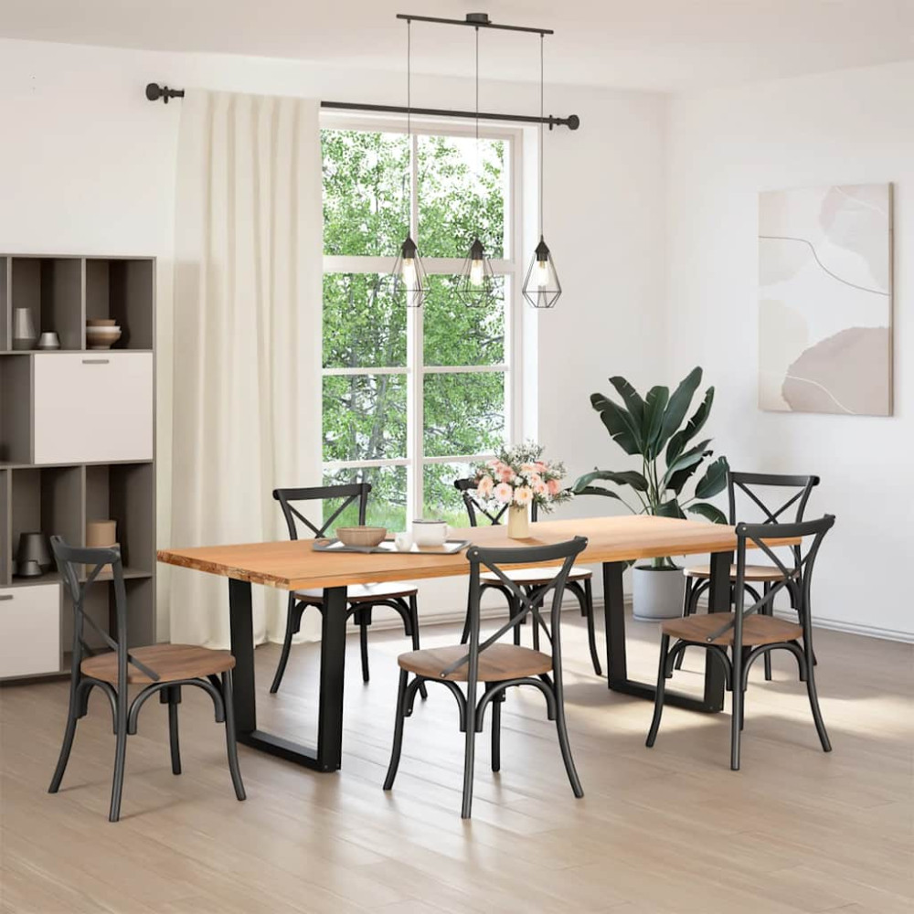 Produktbild för Matbordsben V-formade 2 st svarta 90x(72-73,3) cm stål