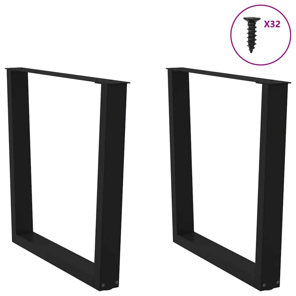 Produktbild för Matbordsben V-formade 2 st svarta 90x(72-73,3) cm stål