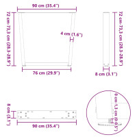 Produktbild för Matbordsben V-formade 2 st vita 90x(72-73,3) cm stål