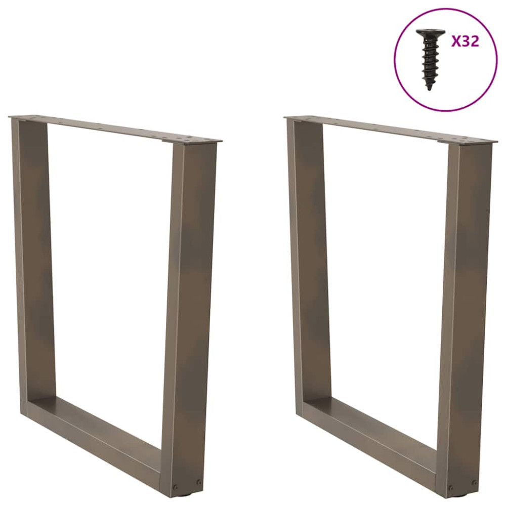 Produktbild för Matbordsben V-formade 2 st naturstål 90x(72-73,3) cm stål