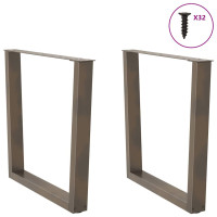 Produktbild för Matbordsben V-formade 2 st naturstål 90x(72-73,3) cm stål