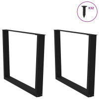 Produktbild för Matbordsben V-formade 2 st svarta 100x(72-73,3) cm stål