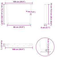 Produktbild för Matbordsben V-formade 2 st vita 100x(72-73,3) cm stål