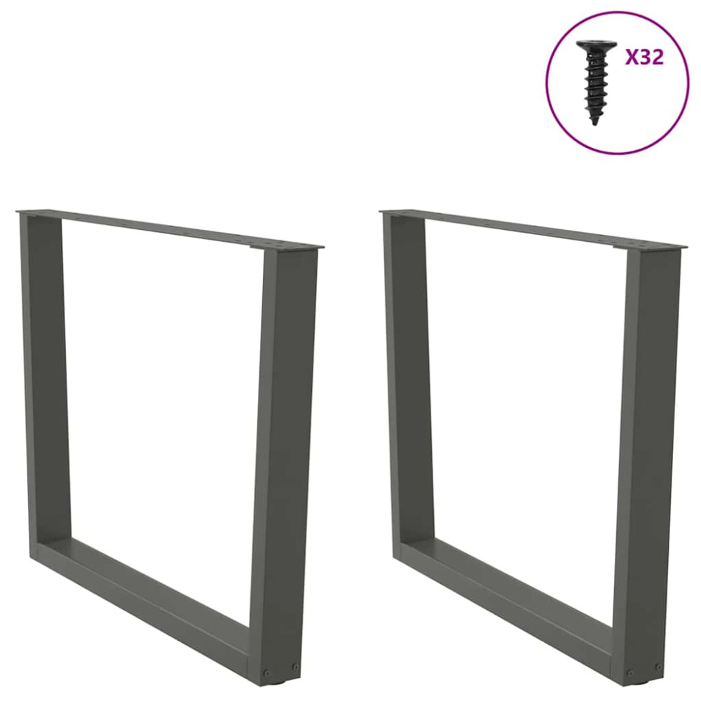 Produktbild för Matbordsben V-formade 2 st antracit 100x(72-73,3) cm stål