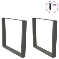 Produktbild för Matbordsben V-formade 2 st antracit 100x(72-73,3) cm stål