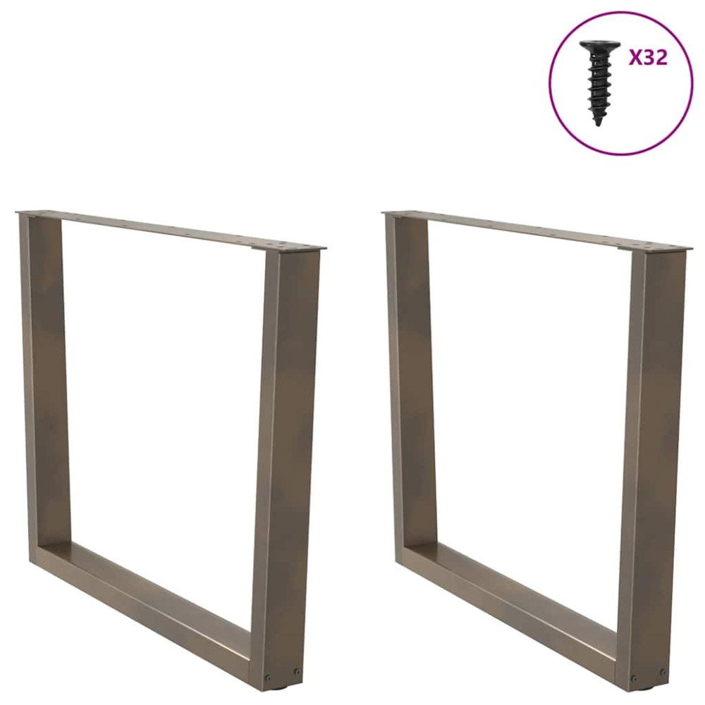 Produktbild för Matbordsben V-formade 2 st naturstål 100x(72-73,3) cm stål
