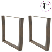 Produktbild för Matbordsben V-formade 2 st naturstål 100x(72-73,3) cm stål