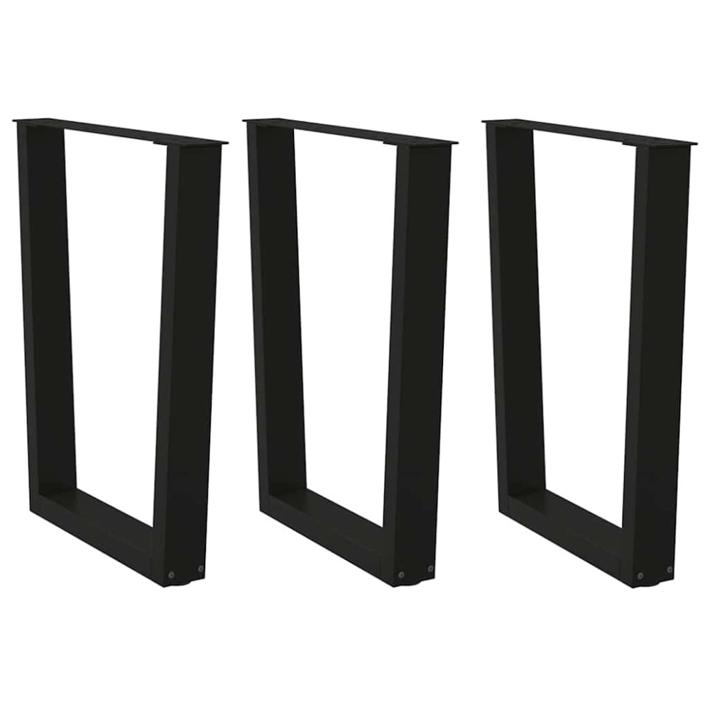 Produktbild för Matbordsben V-formade 3 st svarta 70x(72-73,3) cm stål