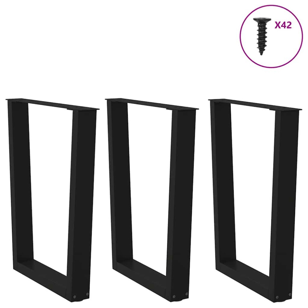 Produktbild för Matbordsben V-formade 3 st svarta 70x(72-73,3) cm stål