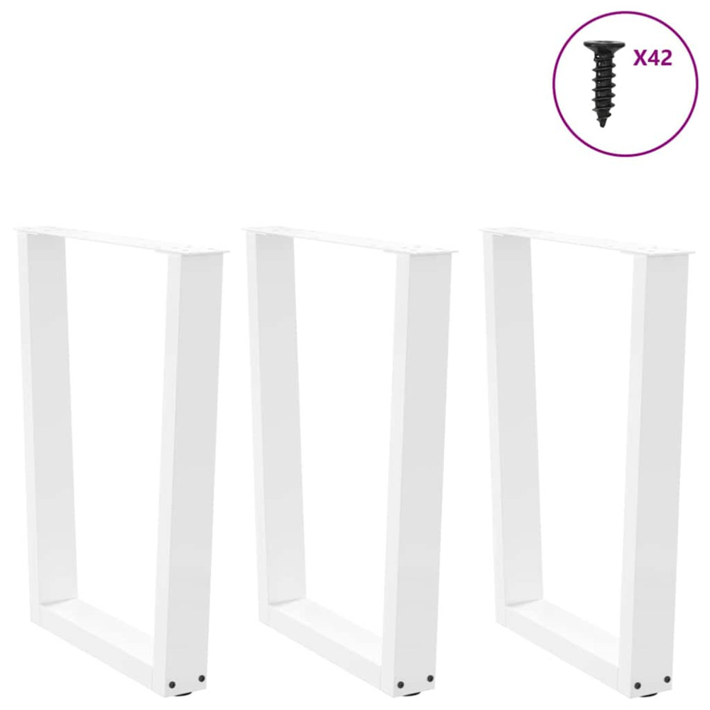Produktbild för Matbordsben V-formade 3 st vita 70x(72-73,3) cm stål