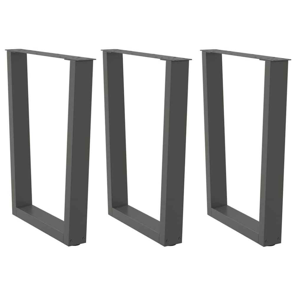 Produktbild för Matbordsben V-formade 3 st antracit 70x(72-73,3) cm stål