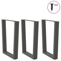 Produktbild för Matbordsben V-formade 3 st antracit 70x(72-73,3) cm stål