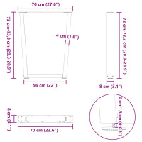 Produktbild för Matbordsben V-formade 3 st antracit 70x(72-73,3) cm stål