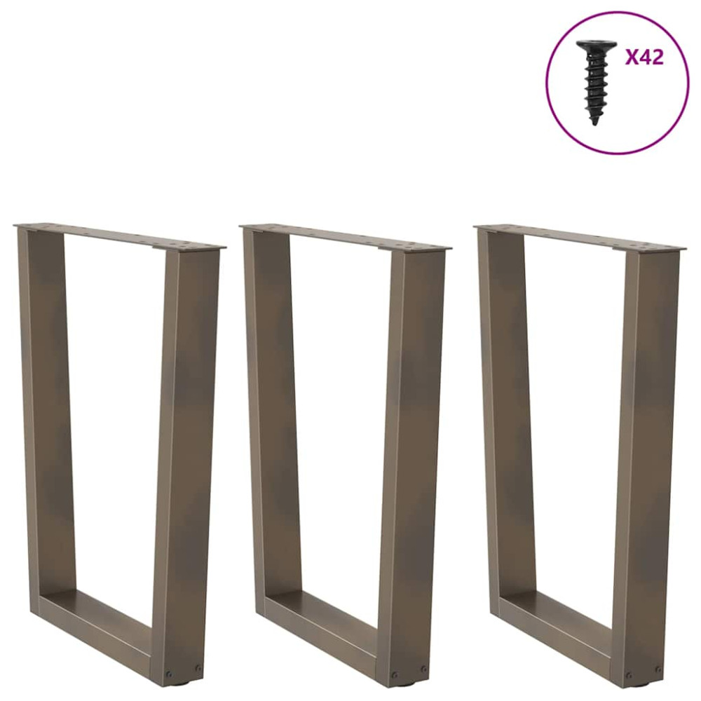 Produktbild för Matbordsben V-formade 3 st naturstål 70x(72-73,3) cm stål