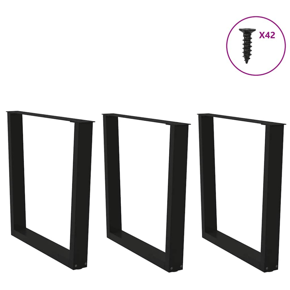 Produktbild för Matbordsben V-formade 3 st svarta 80x(72-73,3) cm stål