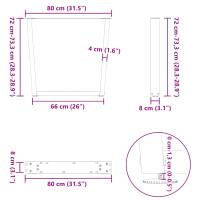 Produktbild för Matbordsben V-formade 3 st svarta 80x(72-73,3) cm stål